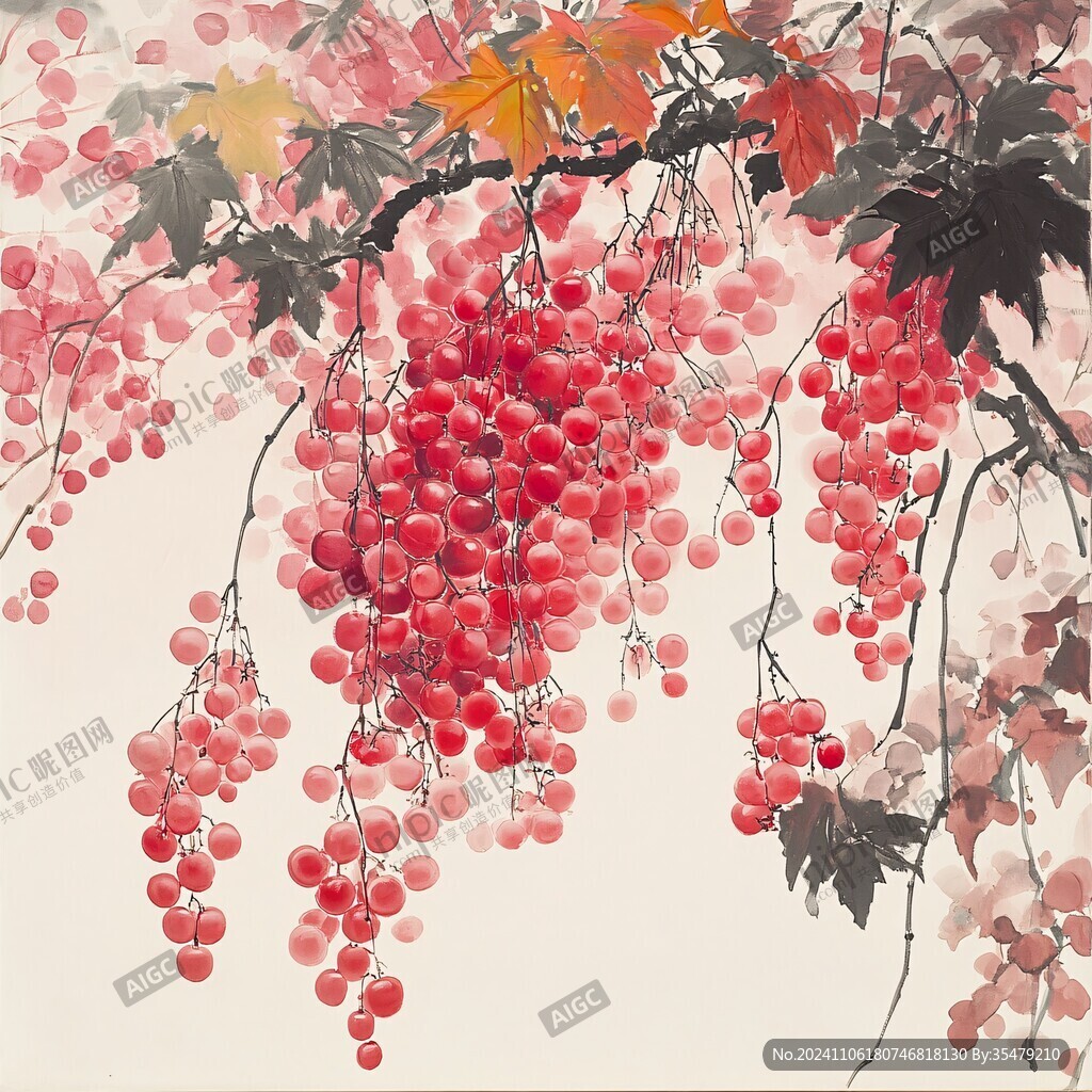 紅葡萄墻畫