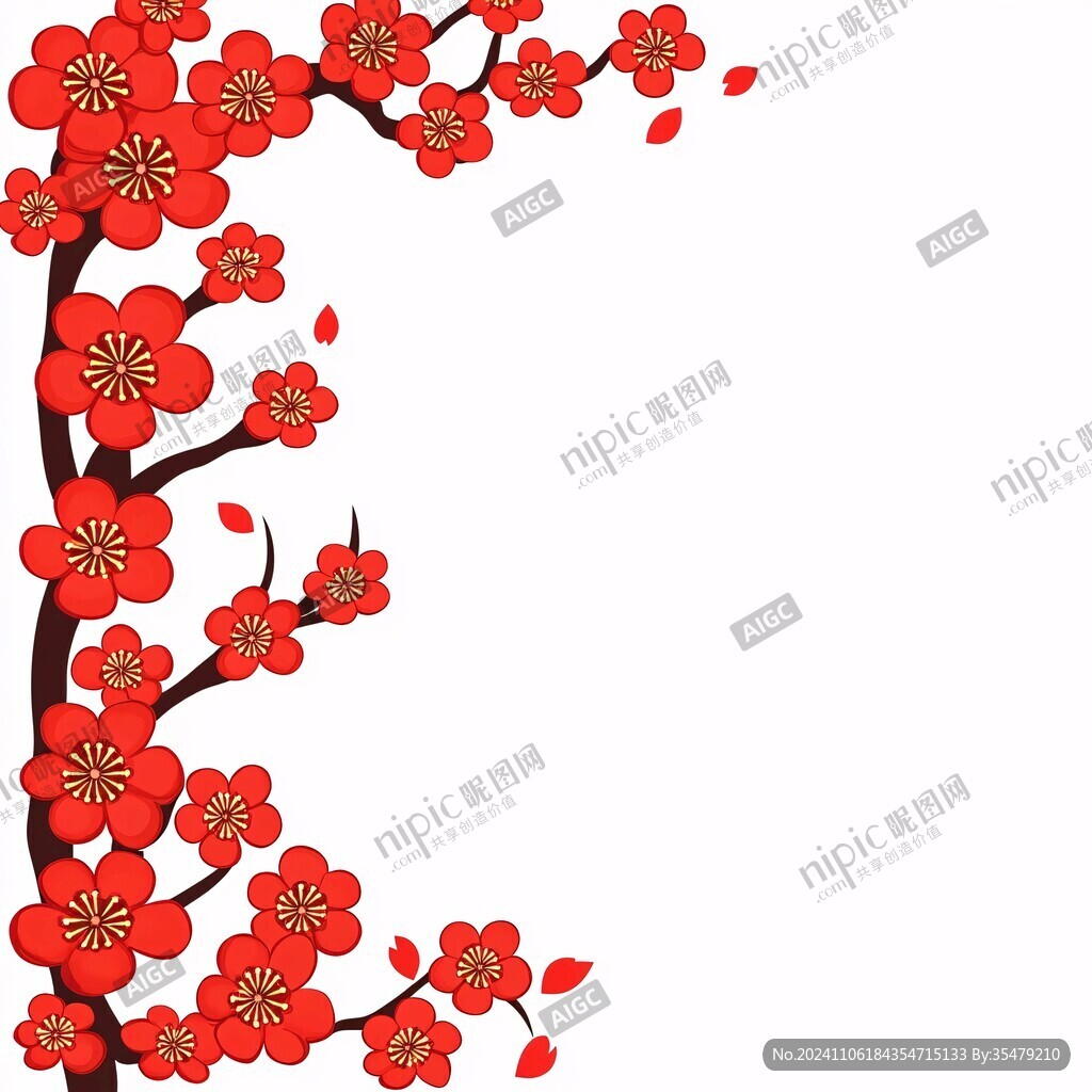 紅色梅花邊框紋理