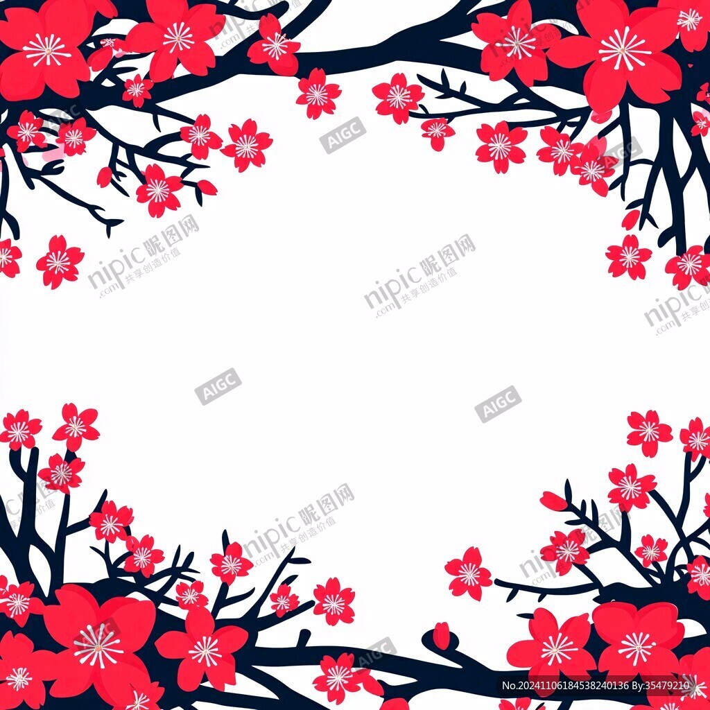 紅色梅花邊框紋理