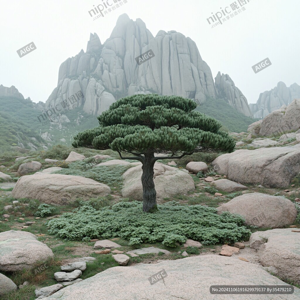 迎客松植被綠色樹木
