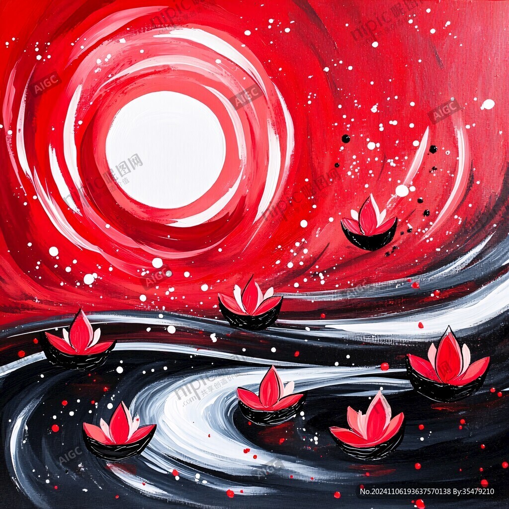 蓮花燈插畫