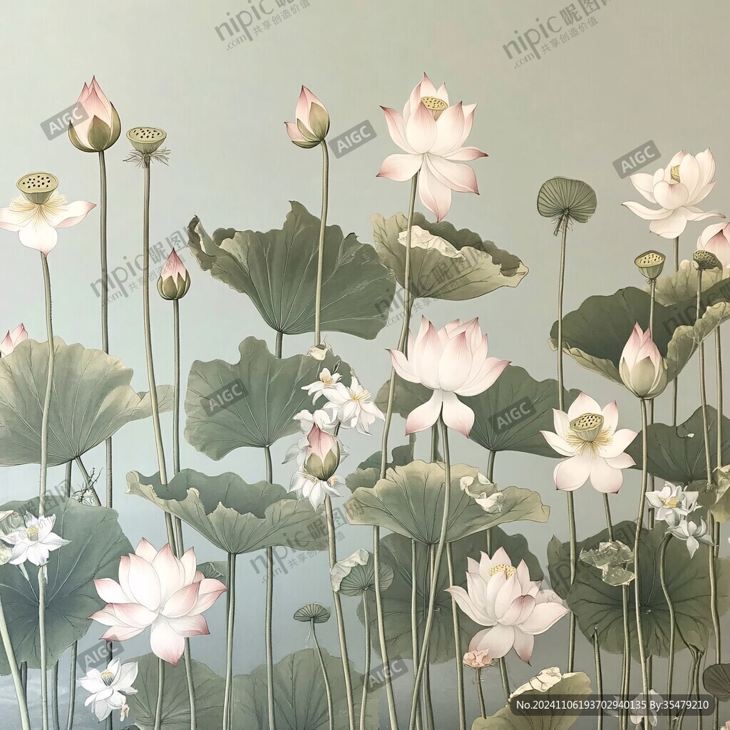 工裝荷花壁紙