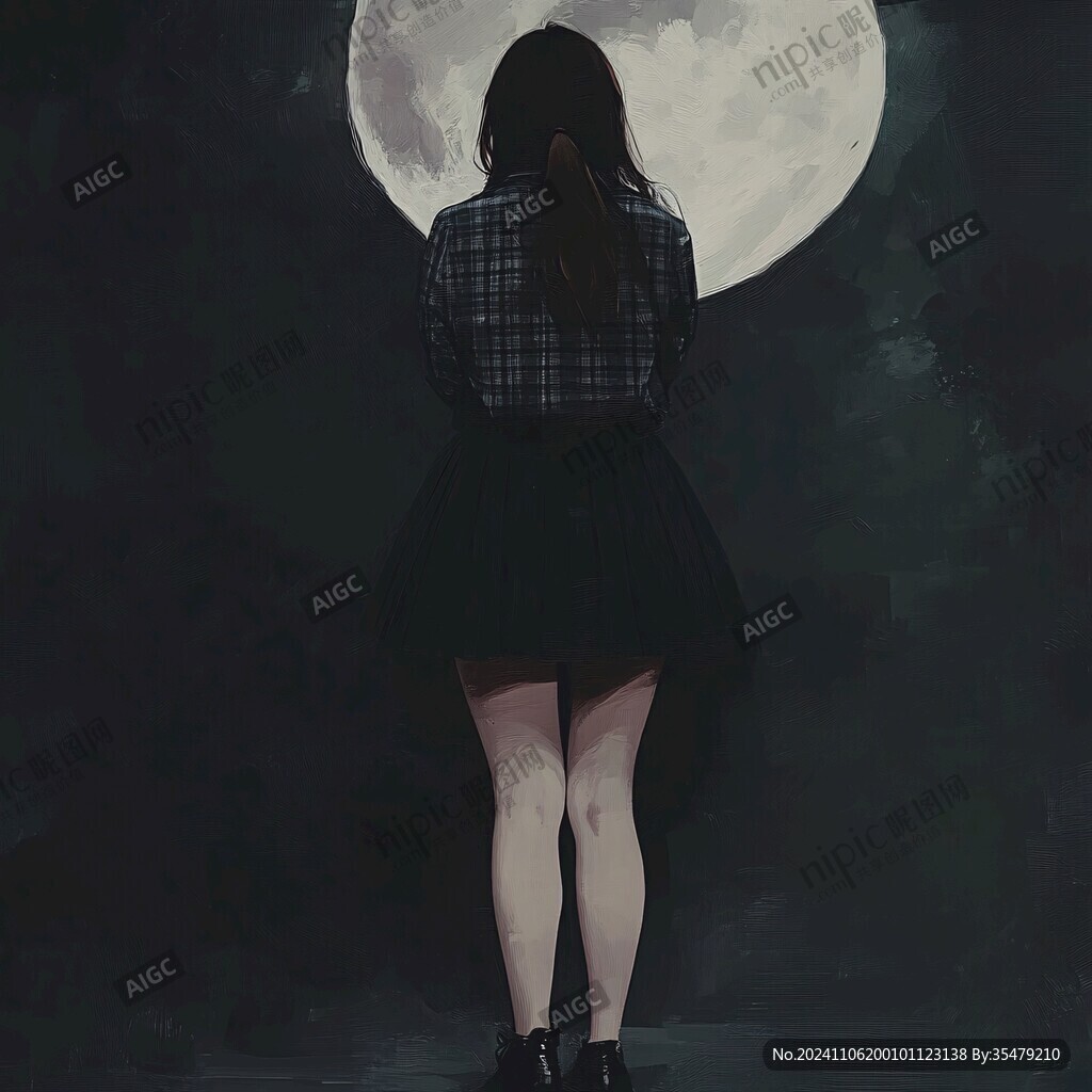 女生背影插畫