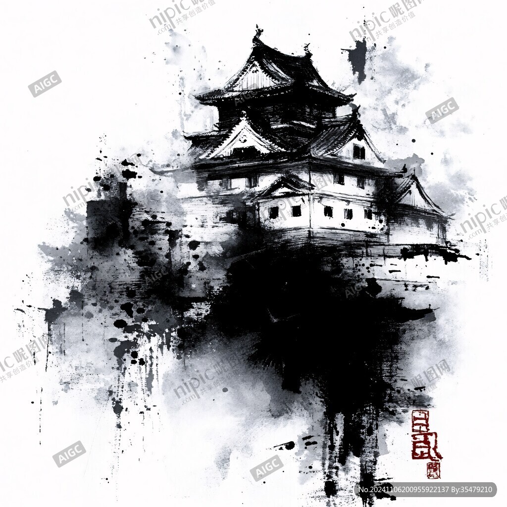 水墨建筑高端
