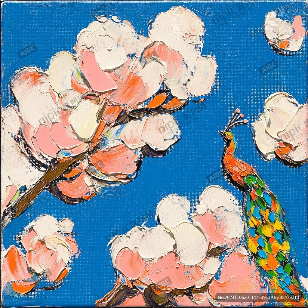 簡約花鳥油畫