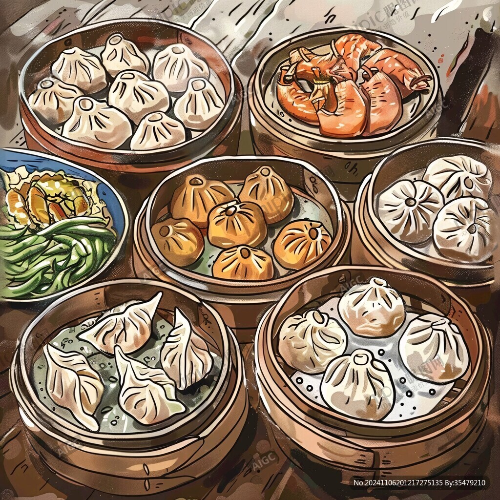 南翔小籠包插畫
