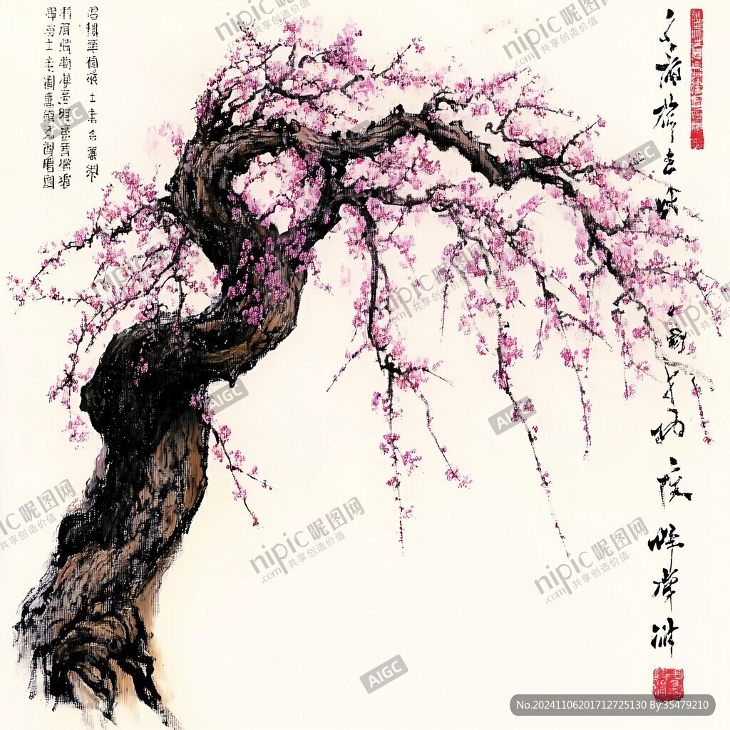 工筆桃花樹