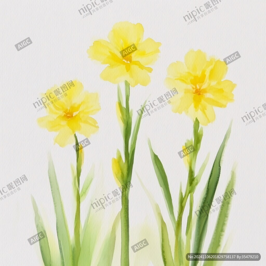插畫植物花卉水仙