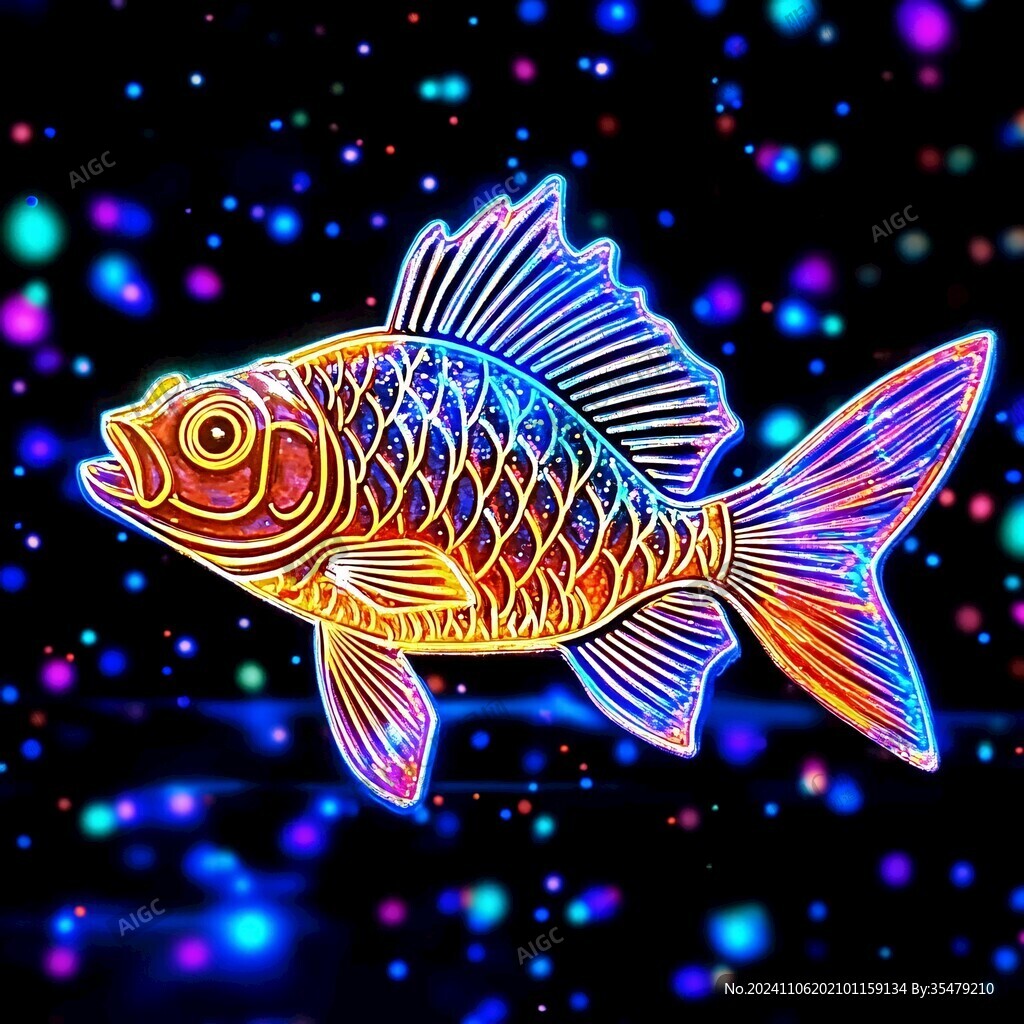 炫酷光效鯉魚裝飾畫