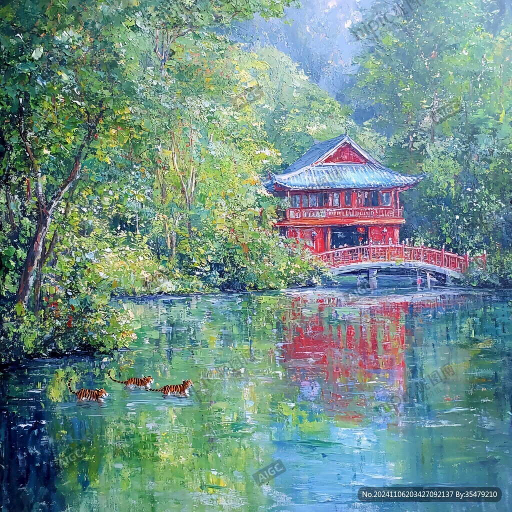 插畫愛晚亭