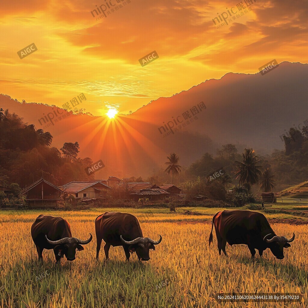 放牛夕陽