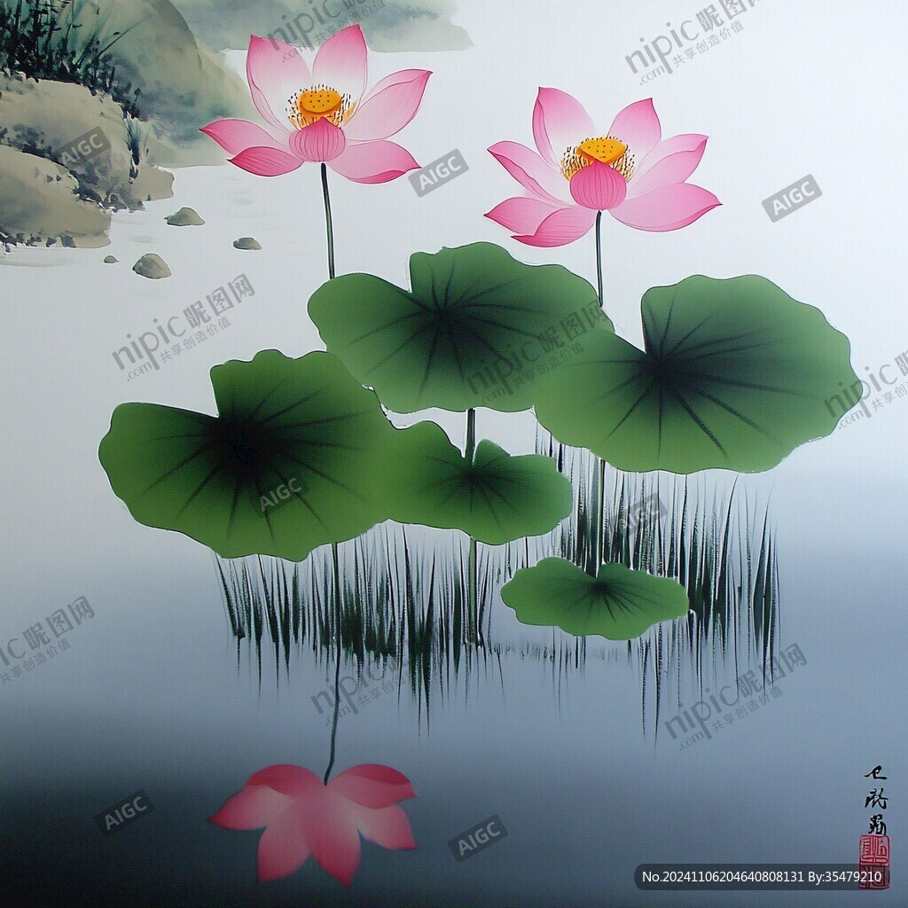 墻繪荷花