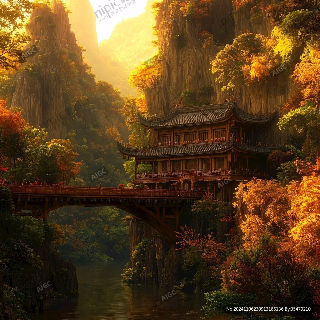 山水樓閣雅致意境風