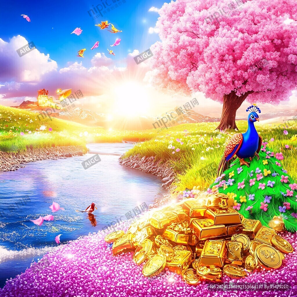 唯美花鳥風景畫