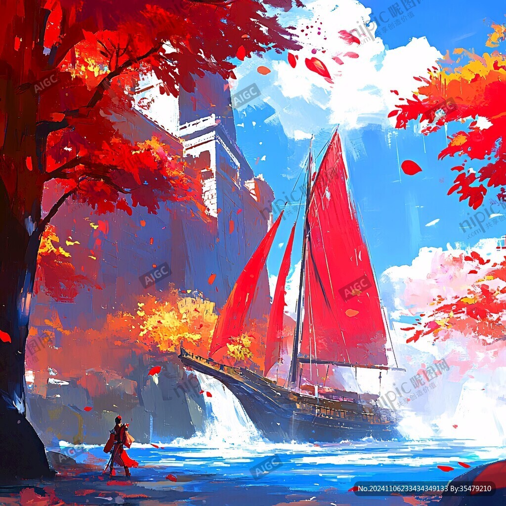 風帆紅瓦綠樹