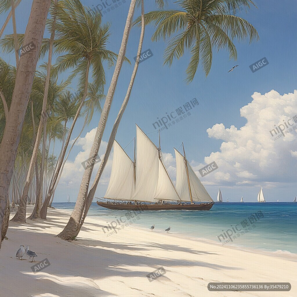 海灘大海帆船