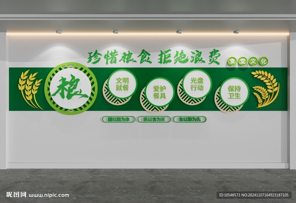 綠色食堂文化節(jié)約糧食文化墻