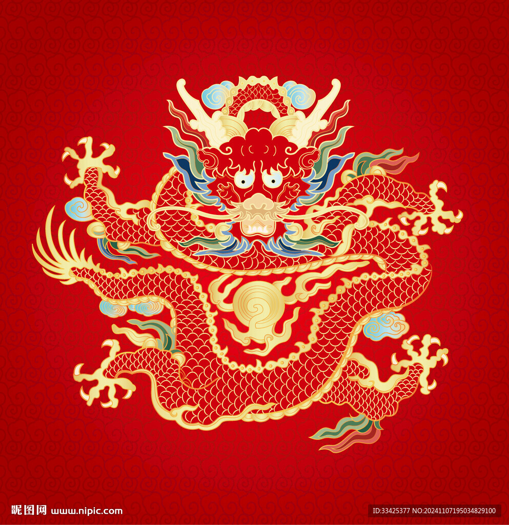 東方中國(guó)龍正面龍插畫
