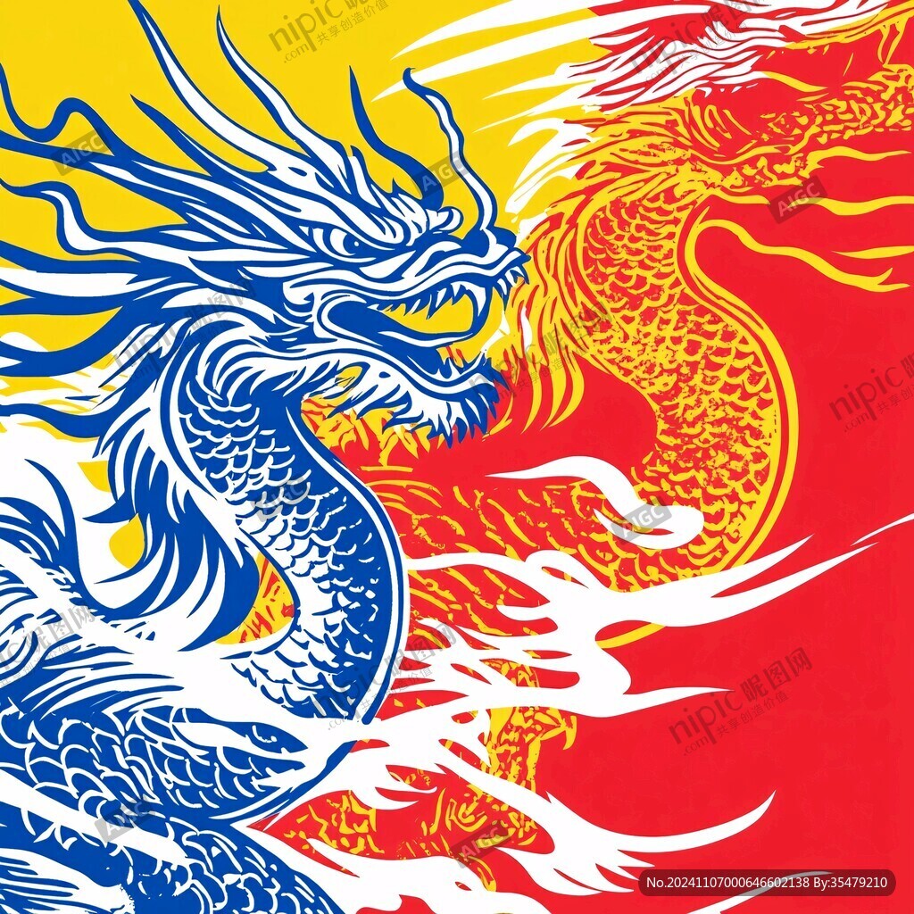龍鳳呈祥噴繪插畫高清