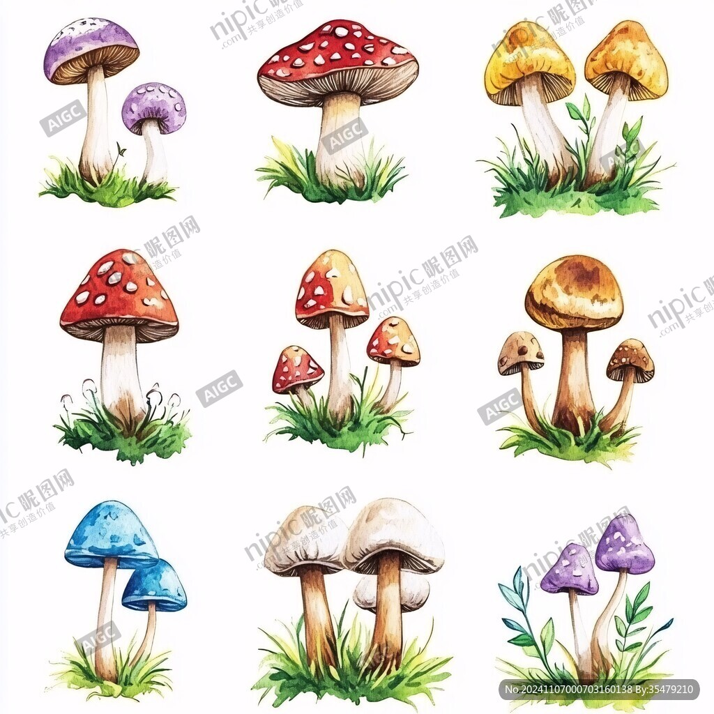 蘑菇集錦插畫