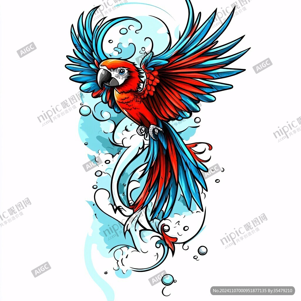 手繪金魚海浪