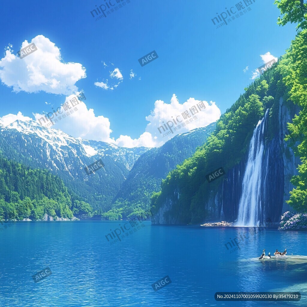 藍(lán)天白云綠水山林背景