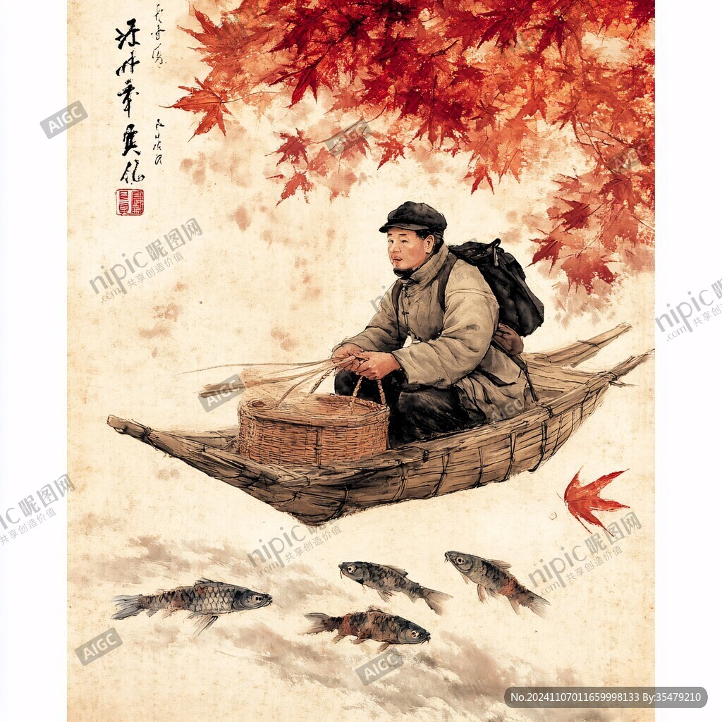手繪紅船海報