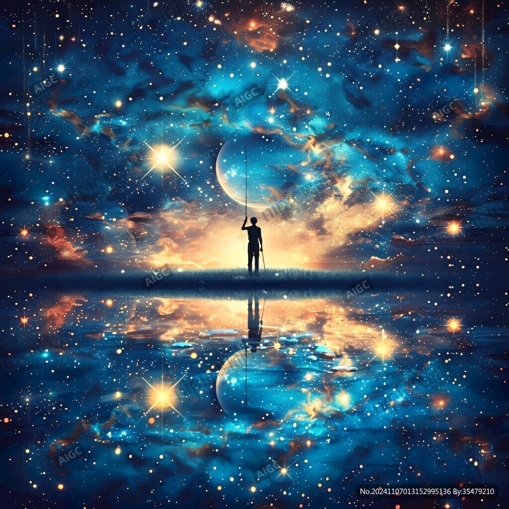 在超現實空間里的人