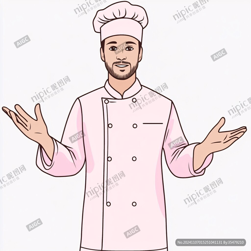 年輕男廚師端餃子頭像