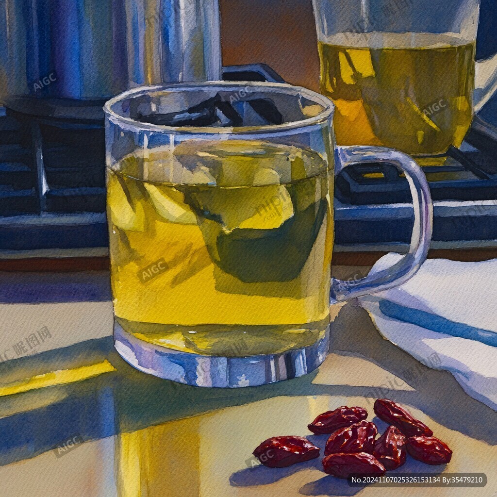 插畫上茶