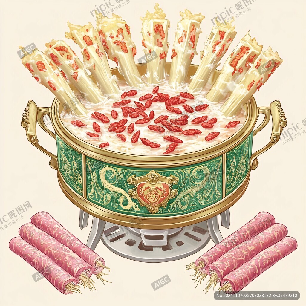 銅鍋涮肉插畫