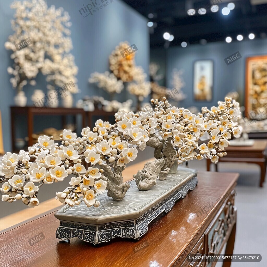 珊瑚梅蘭竹菊擺件