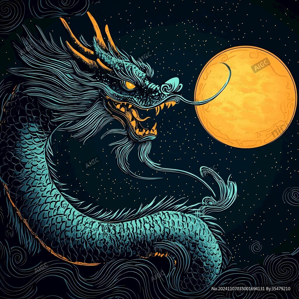 龍望月圖