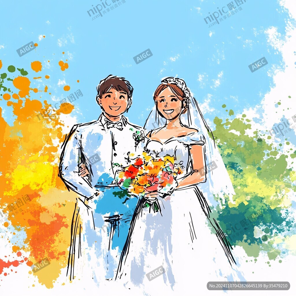 結(jié)婚照插畫