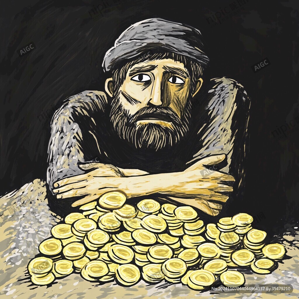 人物拿金幣