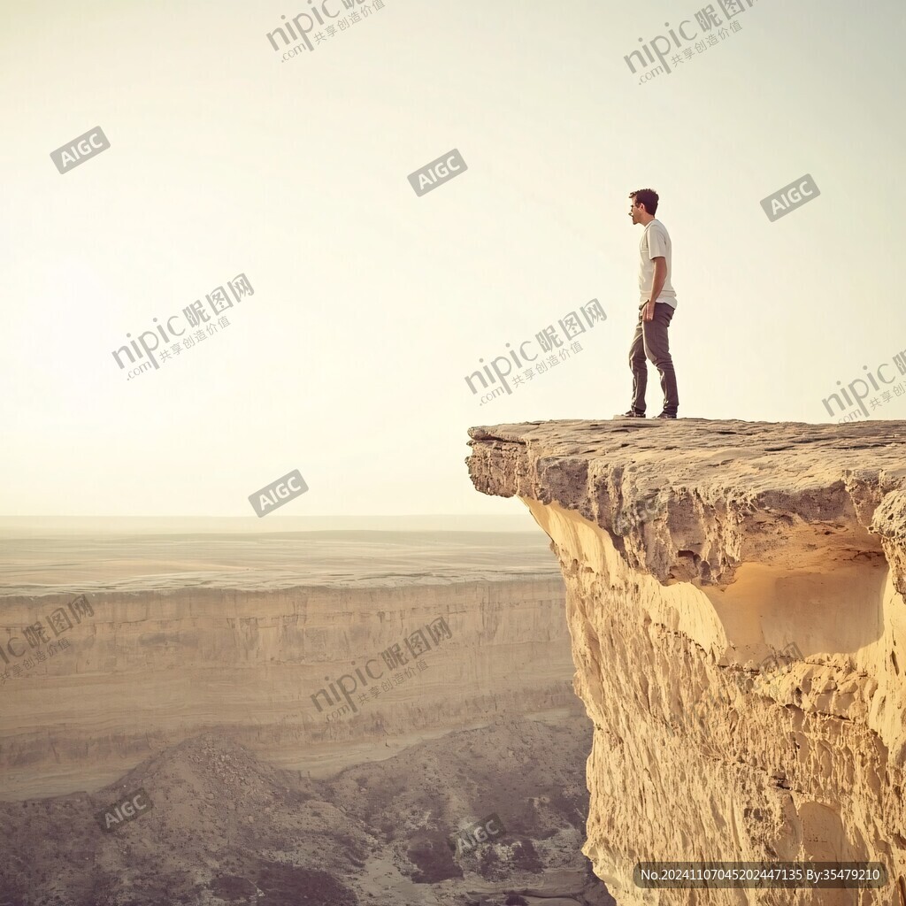 站在懸崖邊上男人背影