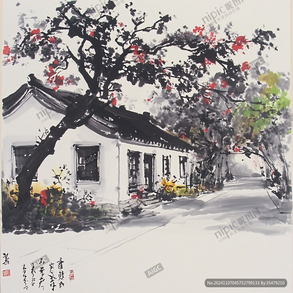 江南秋韻寫意畫