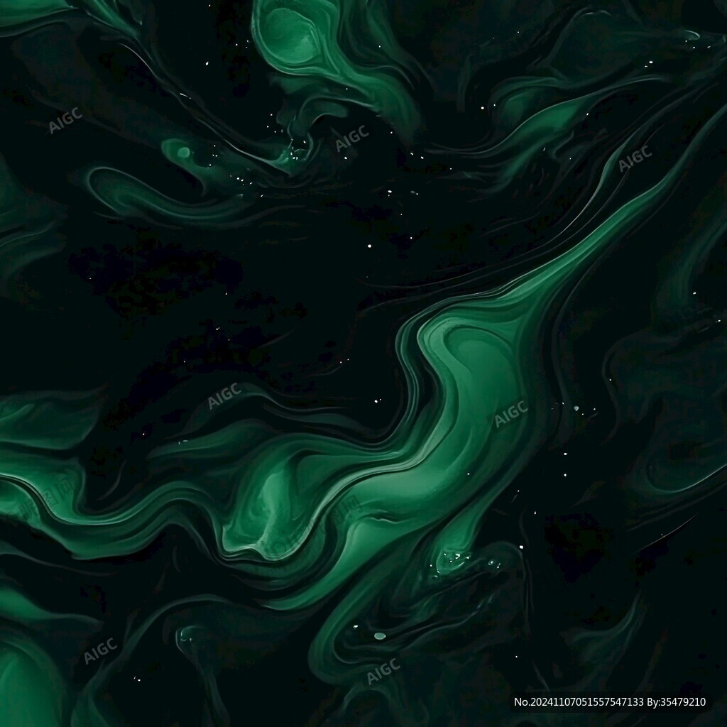 抽象寫意流動色彩綠色
