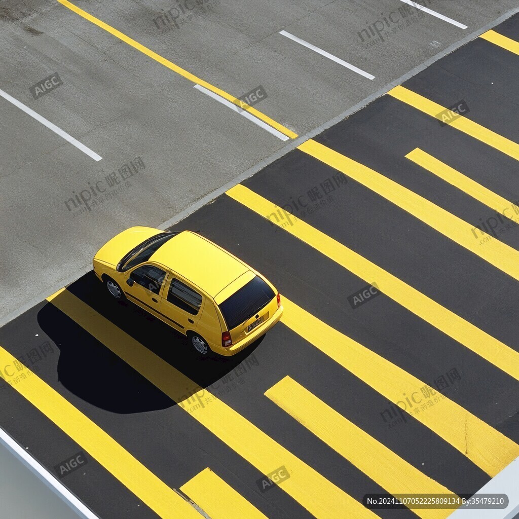 黃色轎車與馬路