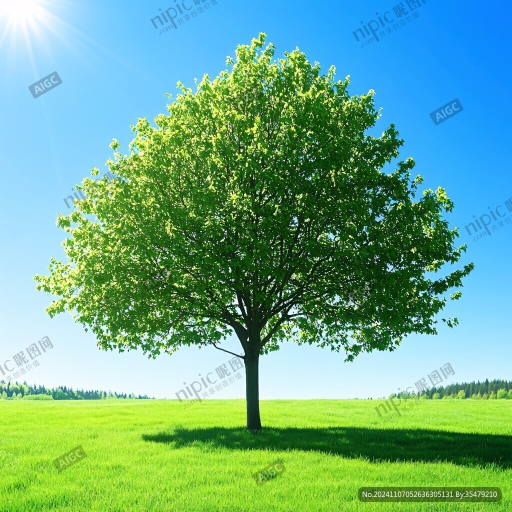 陽光草地陽光下的大樹