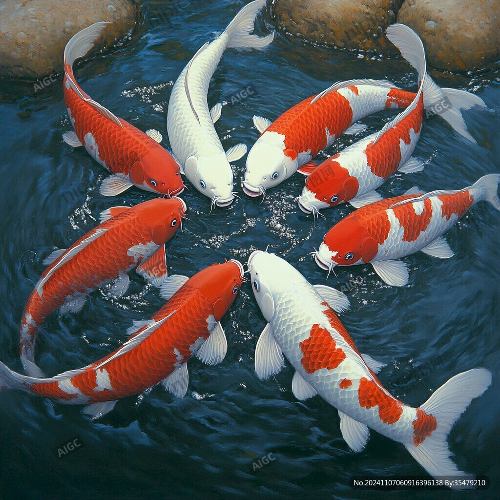 荷塘月色錦鯉紅鯉魚