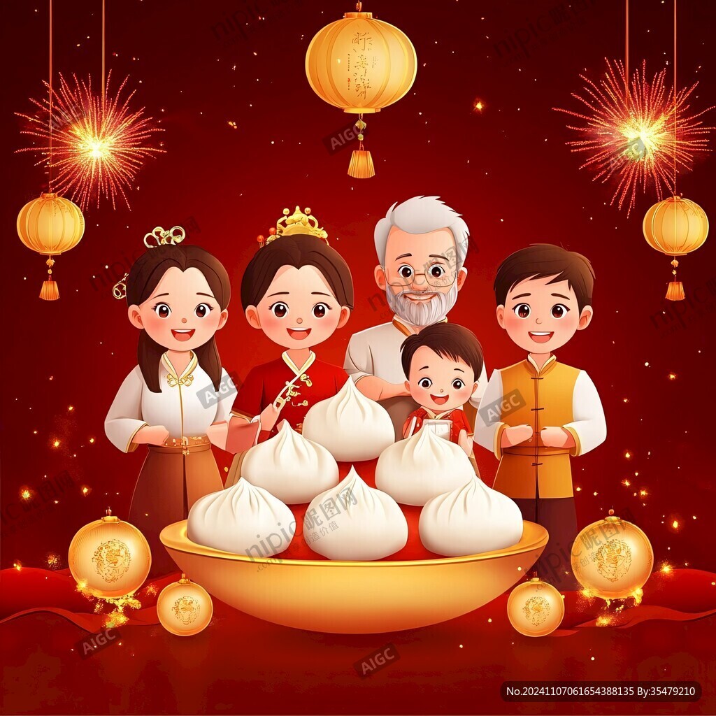 家庭團圓年俗微笑