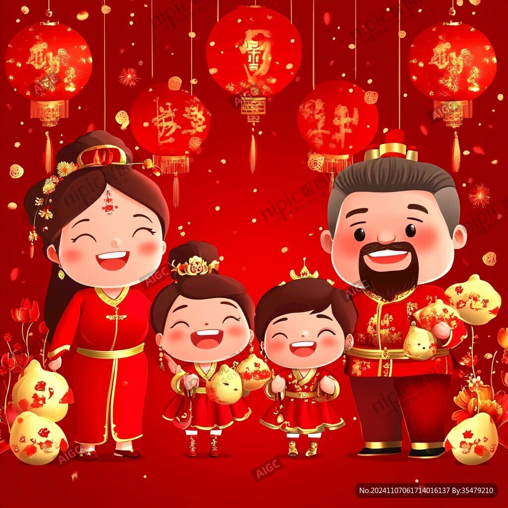 家庭團圓年俗微笑