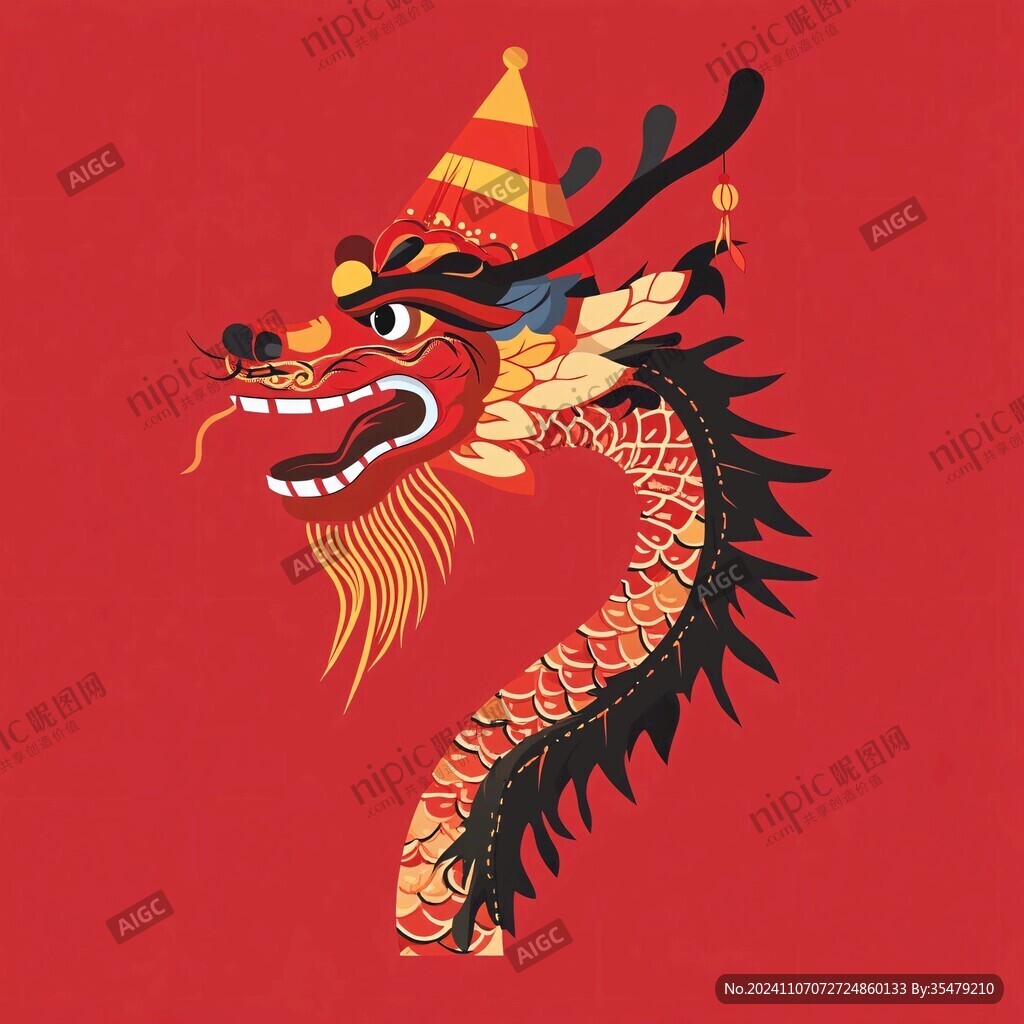 龍年舞獅插畫