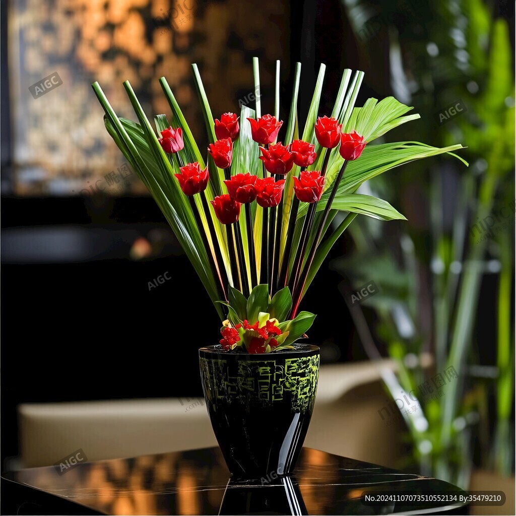 紅色中式花藝