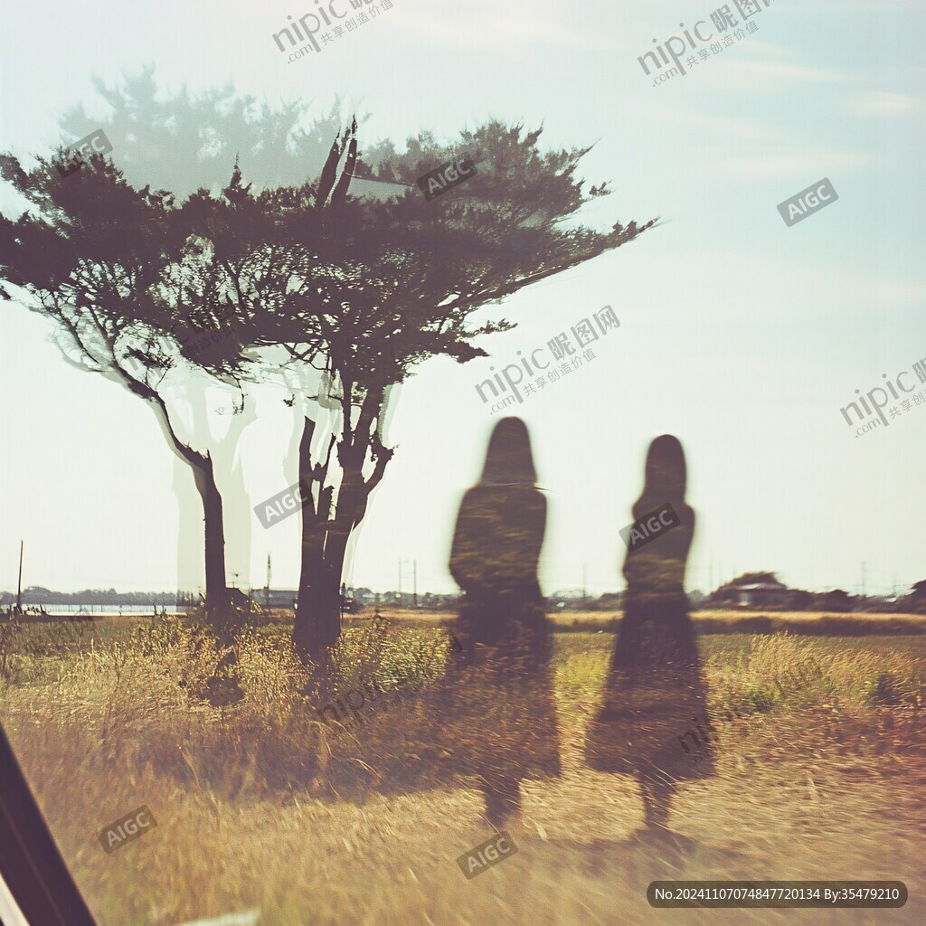 樹下女人剪影