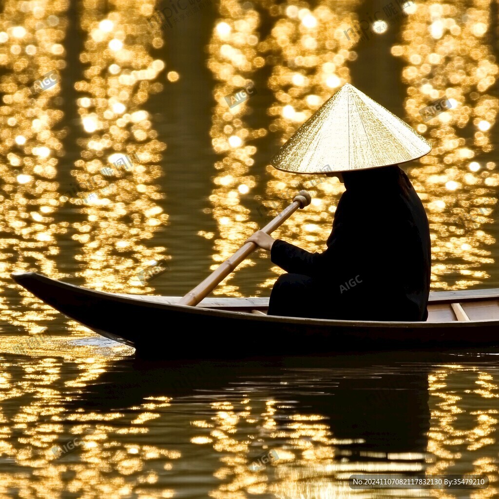 烏篷船上的船夫