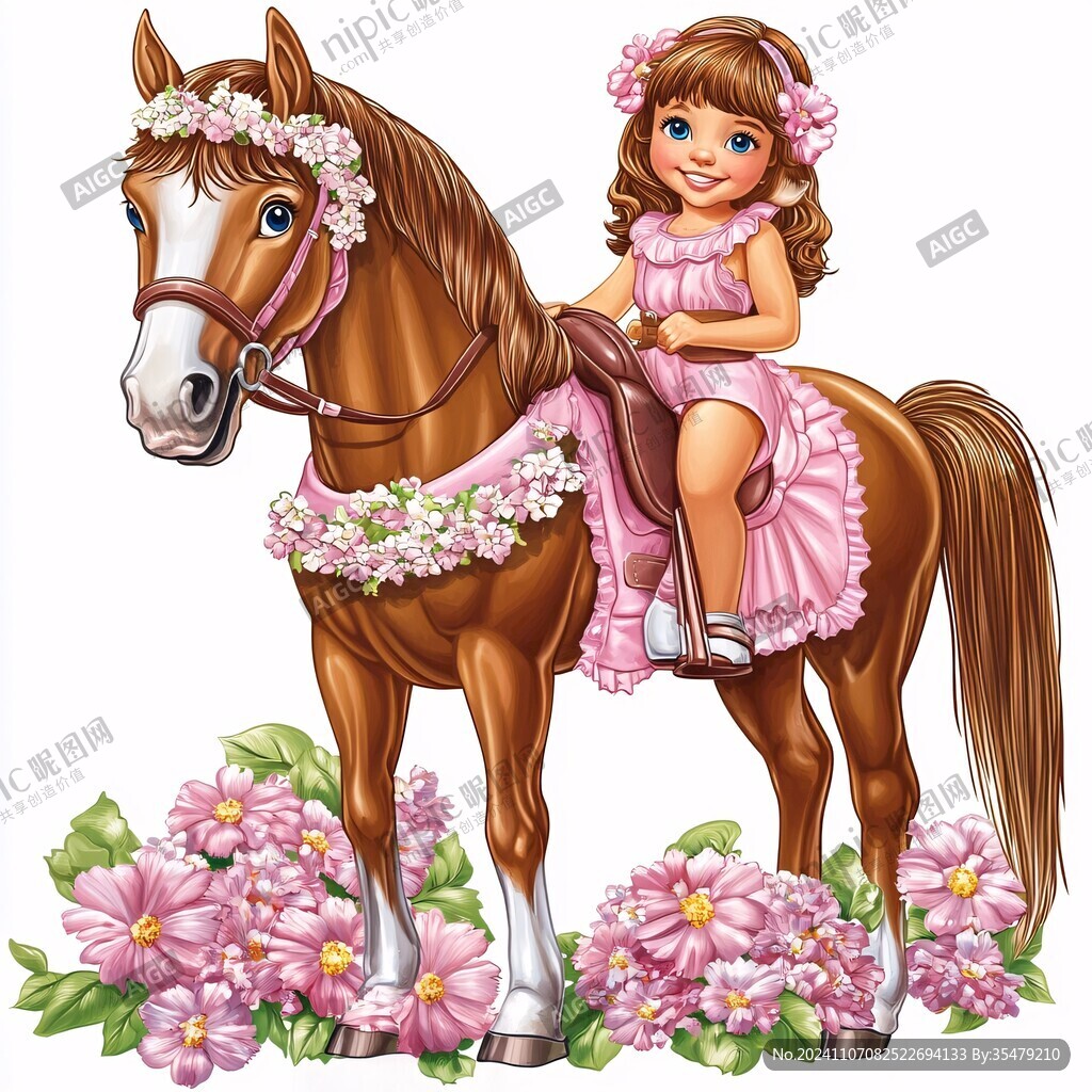 乘菊花青馬的少女