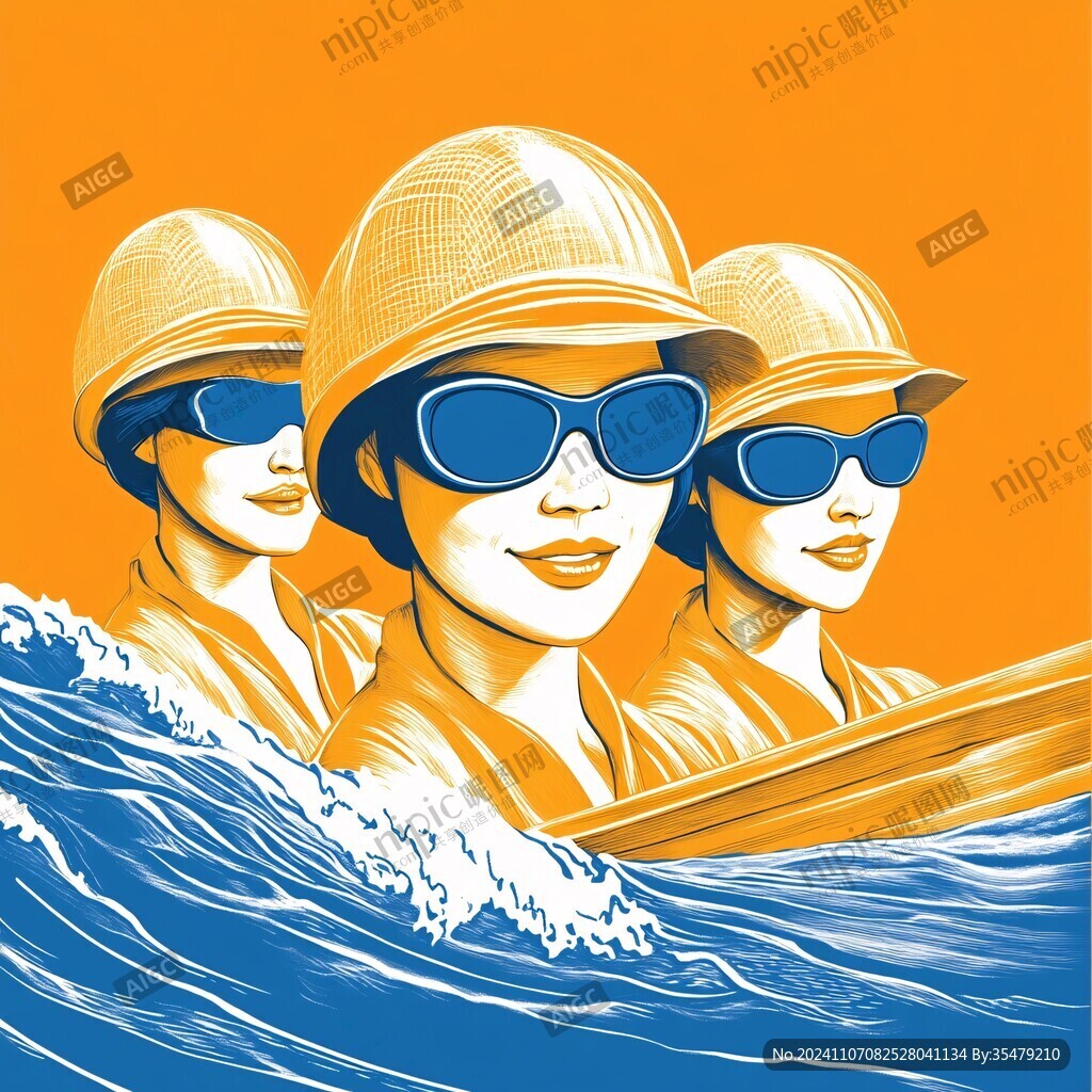 趕海女插畫