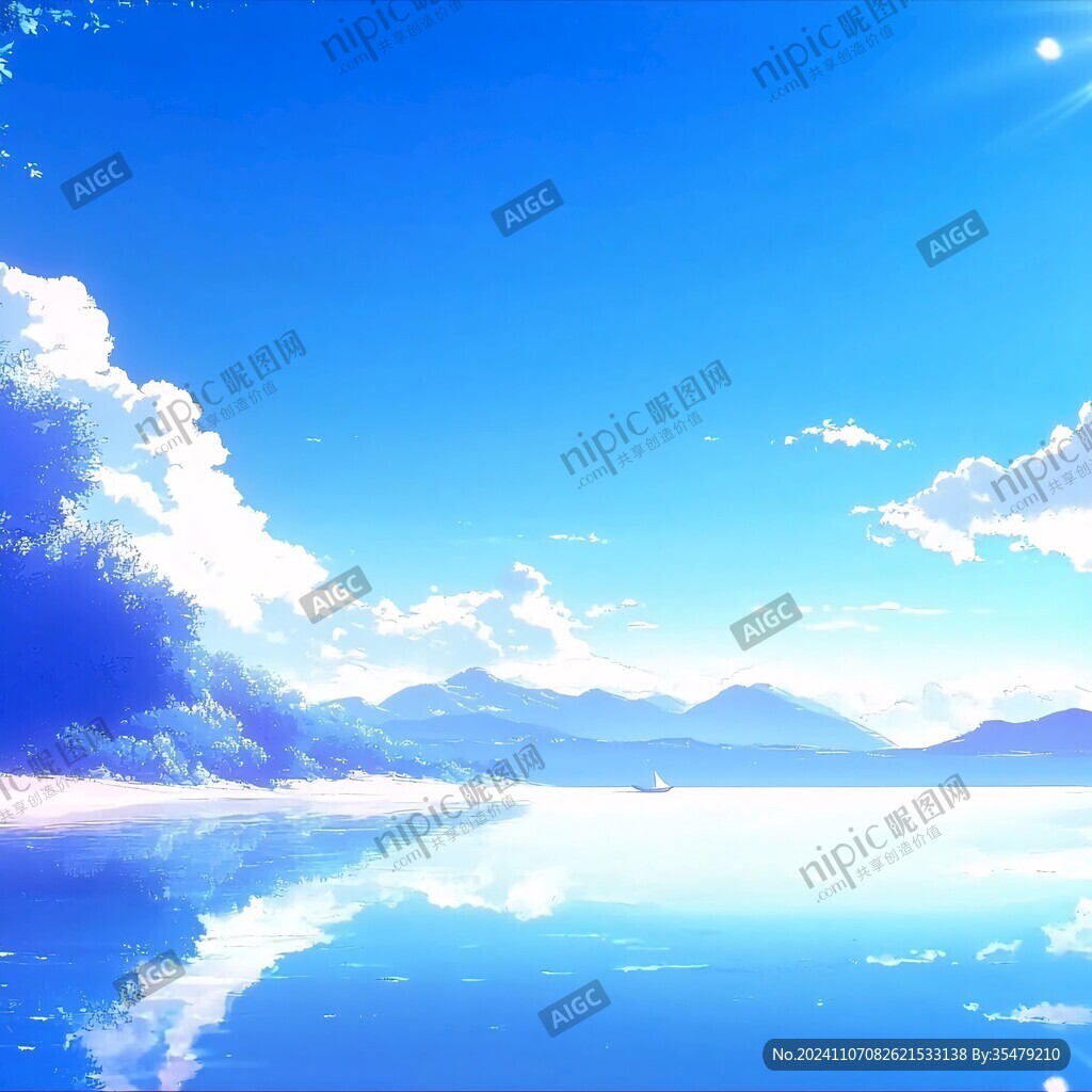 手繪藍(lán)天大海